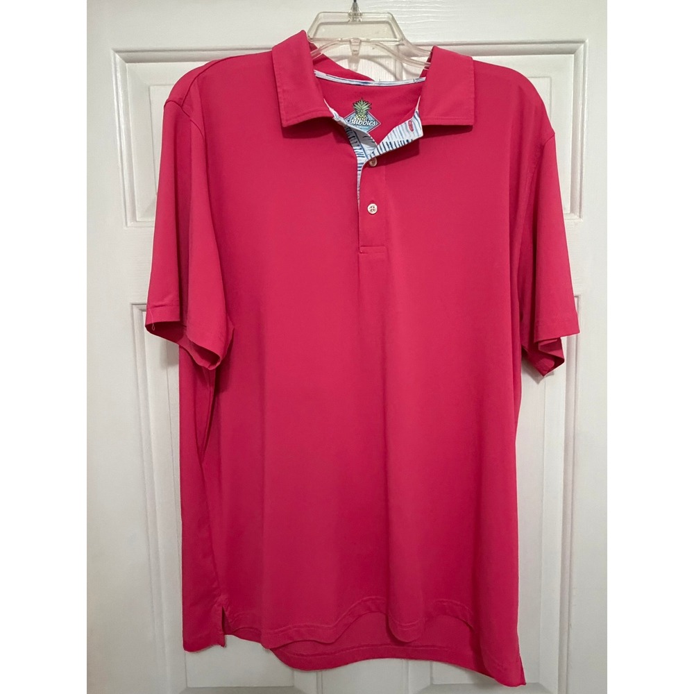 Chubbies Mens Large Pink Performance Polo Shirt Bamboo Charcoal Stretch